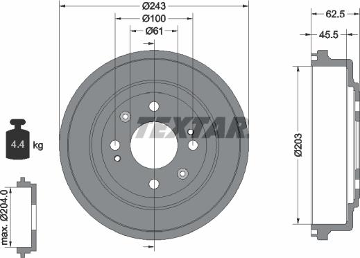 Textar 94017600 - Tambur frana aaoparts.ro