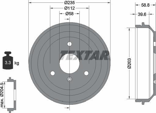 Textar 94035600 - Tambur frana aaoparts.ro