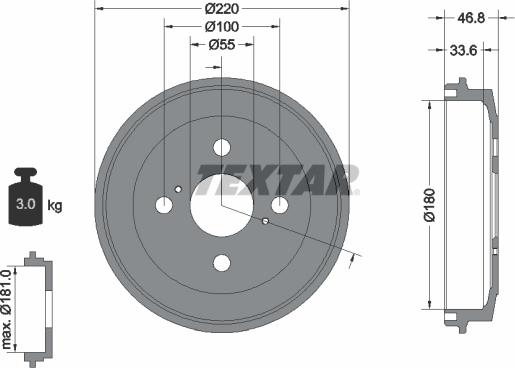 Textar 94036400 - Tambur frana aaoparts.ro