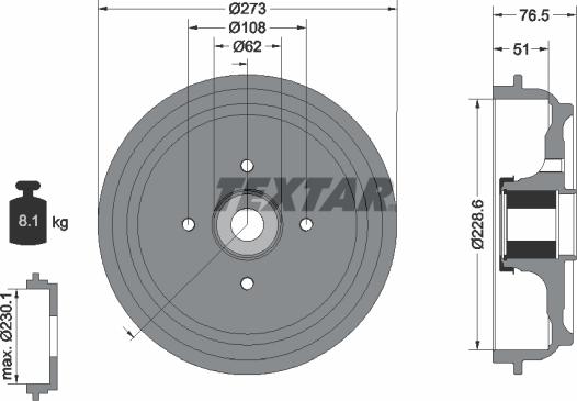 Textar 94037900 - Tambur frana aaoparts.ro