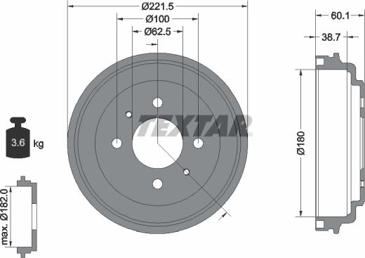 Textar 94037600 - Tambur frana aaoparts.ro