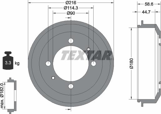Textar 94037700 - Tambur frana aaoparts.ro