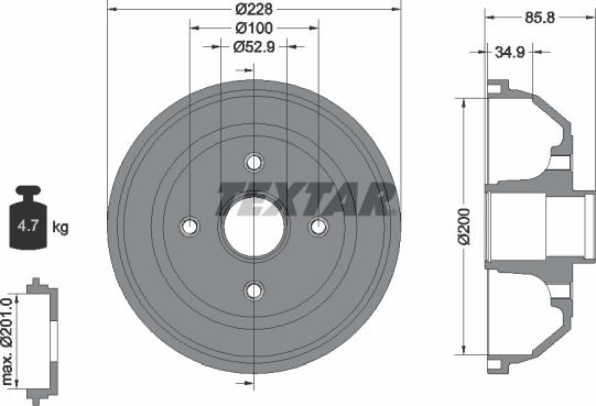 Textar 94024100 - Tambur frana aaoparts.ro