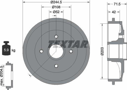 Textar 94026600 - Tambur frana aaoparts.ro