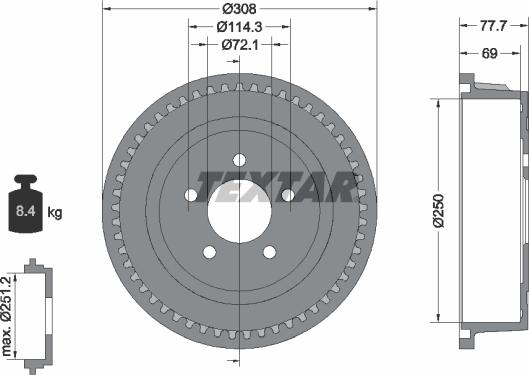 Textar 94028100 - Tambur frana aaoparts.ro