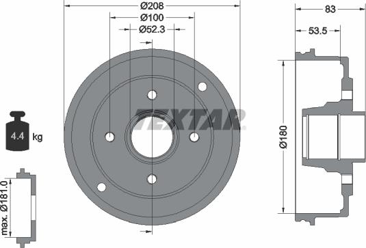 Textar 94023600 - Tambur frana aaoparts.ro