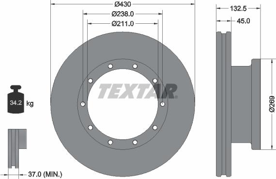 Textar 93087900 - Disc frana aaoparts.ro