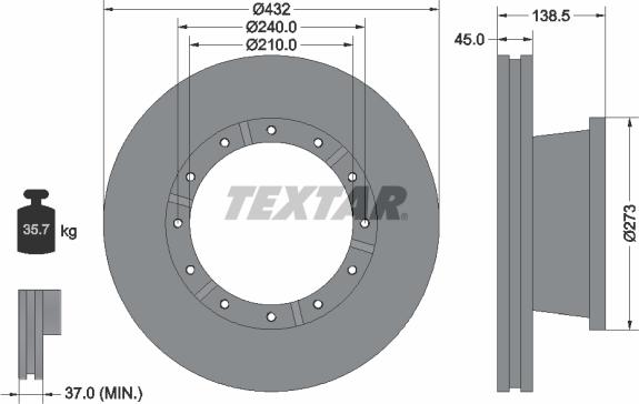 Textar 93142900 - Disc frana aaoparts.ro