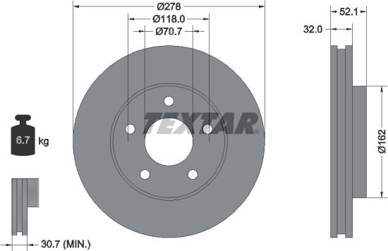 Textar 92091503 - Disc frana aaoparts.ro
