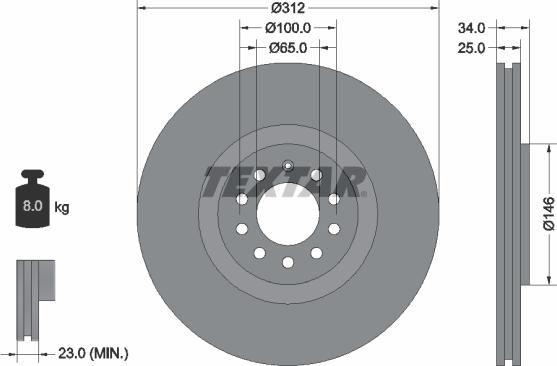 Textar 92098505 - Disc frana aaoparts.ro