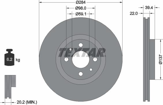 Textar 92055200 - Disc frana aaoparts.ro