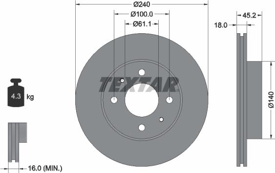 Textar 92063200 - Disc frana aaoparts.ro