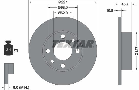 Textar 92019300 - Disc frana aaoparts.ro