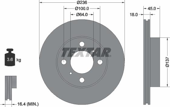 Textar 92089400 - Disc frana aaoparts.ro