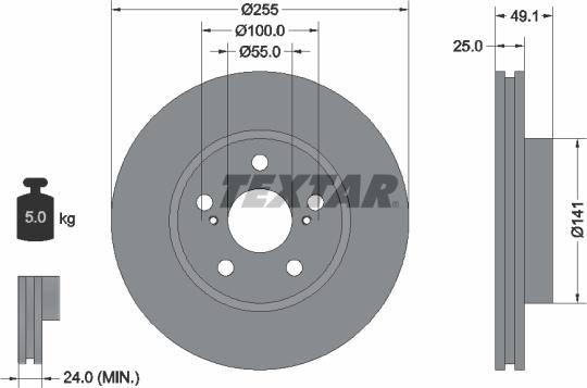 Textar 92077400 - Disc frana aaoparts.ro