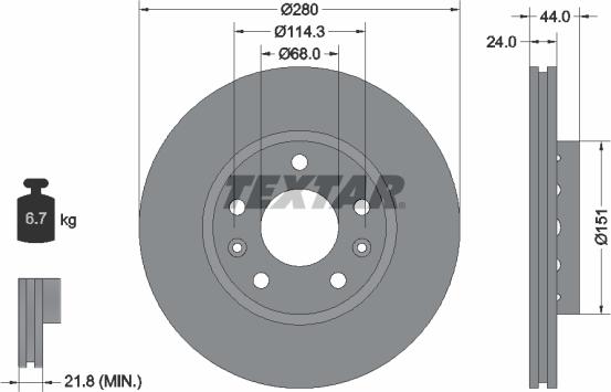 Textar 92195505 - Disc frana aaoparts.ro