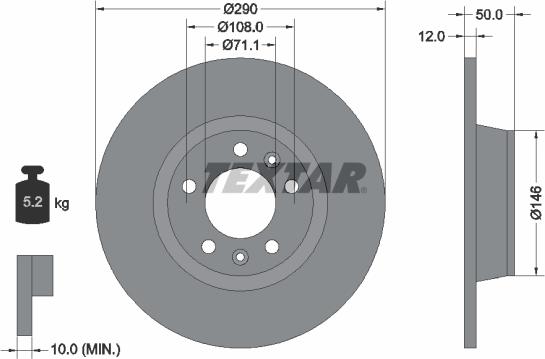 Textar 92195803 - Disc frana aaoparts.ro