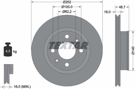 Textar 92196503 - Disc frana aaoparts.ro