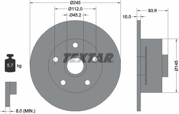 Textar 92154303 - Disc frana aaoparts.ro