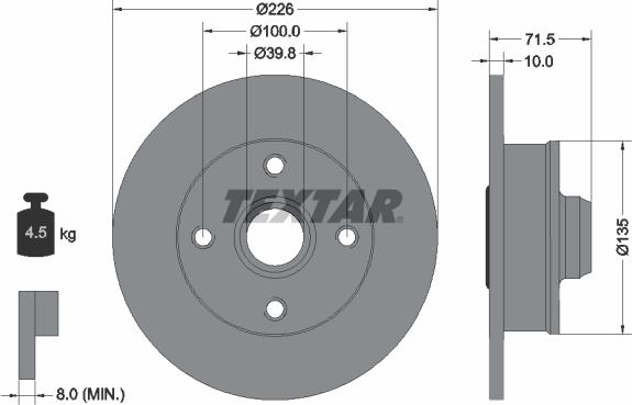 Textar 92154203 - Disc frana aaoparts.ro