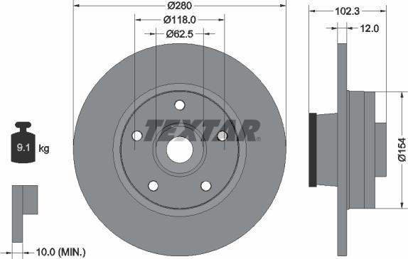 Textar 92153703 - Disc frana aaoparts.ro