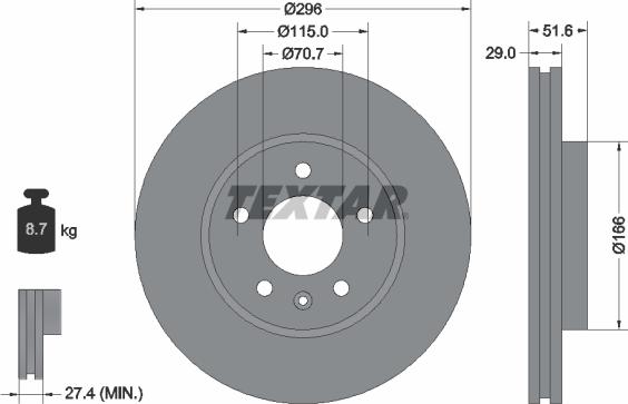 Textar 92165405 - Disc frana aaoparts.ro