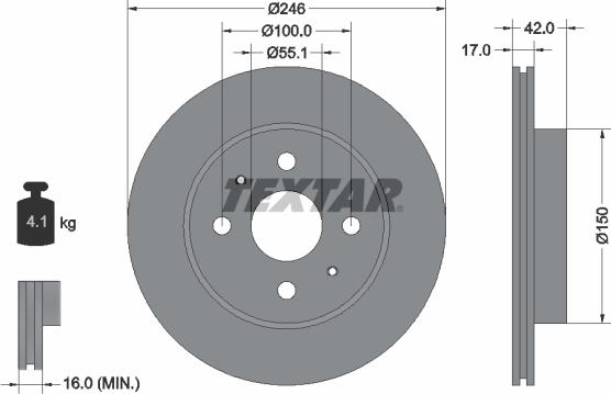 Textar 92165603 - Disc frana aaoparts.ro