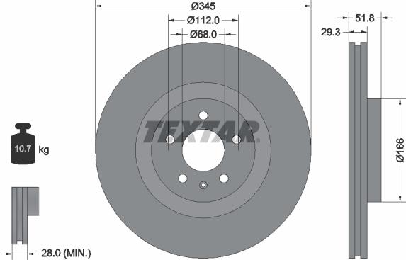 Textar 92160205 - Disc frana aaoparts.ro