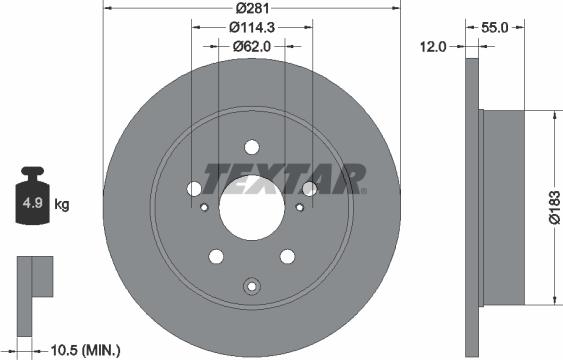 Textar 92162100 - Disc frana aaoparts.ro