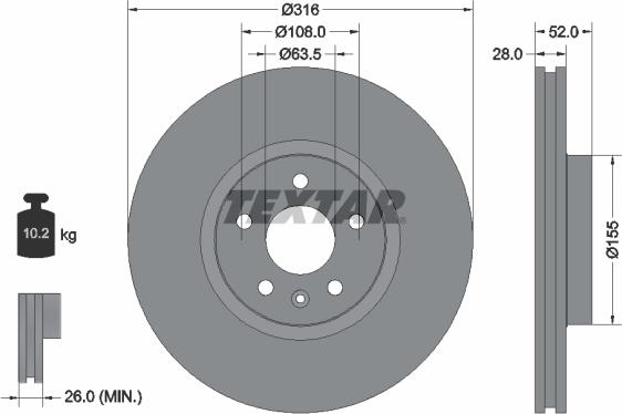 Textar 92162305 - Disc frana aaoparts.ro