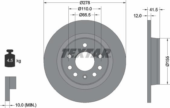 Textar 92118500 - Disc frana aaoparts.ro