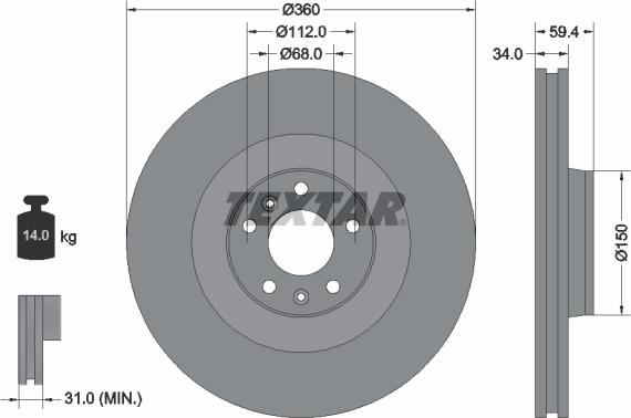 Textar 92122203 - Disc frana aaoparts.ro