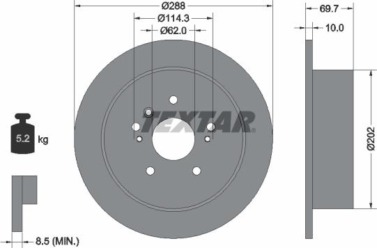 Textar 92171603 - Disc frana aaoparts.ro