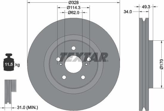 Textar 92349505 - Disc frana aaoparts.ro