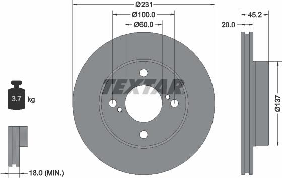 Textar 92309403 - Disc frana aaoparts.ro