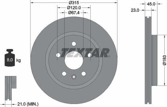 Textar 92315803 - Disc frana aaoparts.ro