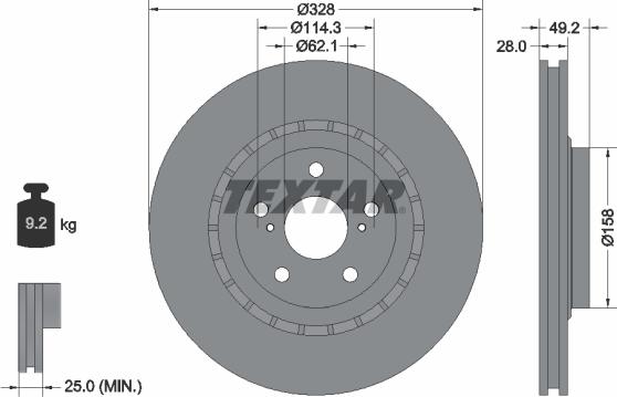 Textar 92259405 - Disc frana aaoparts.ro