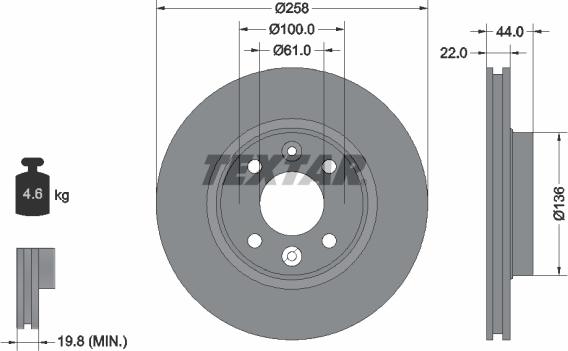 Textar 92255203 - Disc frana aaoparts.ro