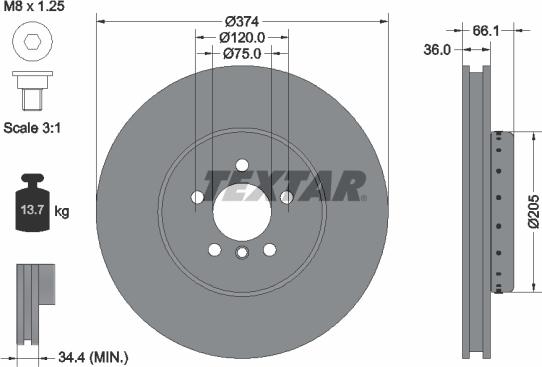 Textar 92266125 - Disc frana aaoparts.ro