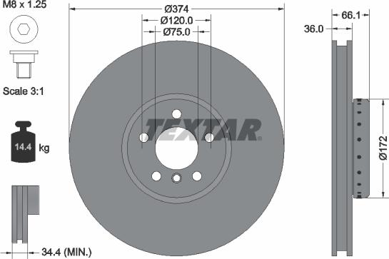 Textar 92266225 - Disc frana aaoparts.ro