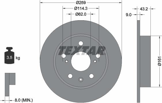 Textar 92268403 - Disc frana aaoparts.ro