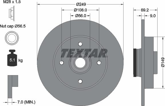 Textar 92202103 - Disc frana aaoparts.ro