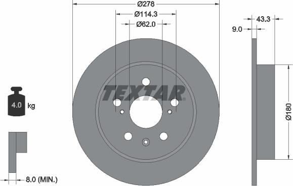 Textar 92225303 - Disc frana aaoparts.ro