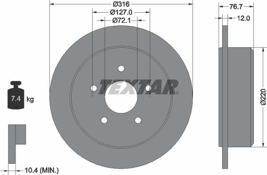 Textar 92227700 - Disc frana aaoparts.ro