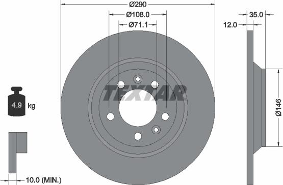 Textar 92129603 - Disc frana aaoparts.ro