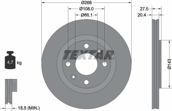 Textar 92048103 - Disc frana aaoparts.ro