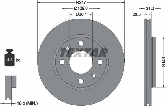 Textar 92043103 - Disc frana aaoparts.ro