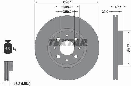 Textar 92068503 - Disc frana aaoparts.ro