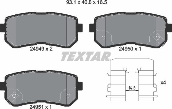 Textar 2494901 - Set placute frana,frana disc aaoparts.ro