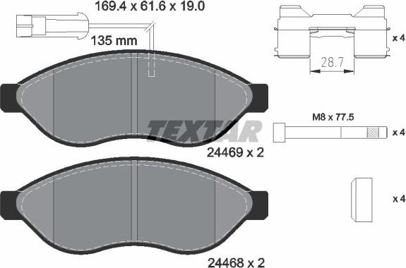 Textar 2446901 - Set placute frana,frana disc aaoparts.ro